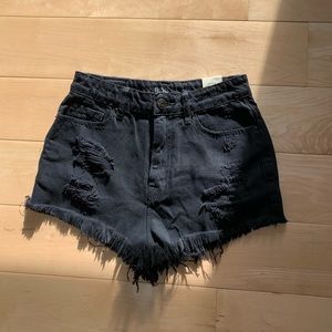 NEW BDG Super High Rise Cheeky Denim Shorts - Black